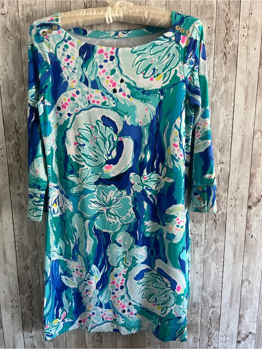 Lilly Pulitzer Sophie Dress Koi Pond Print Dress Boatneck Preppy Resort Medium